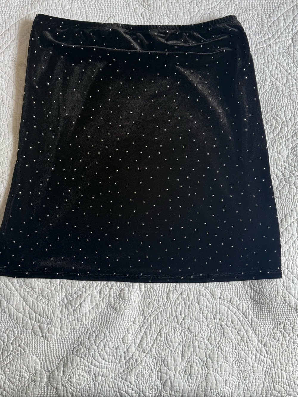 Black Velvet Mini Skirt with Rhinestone Detail